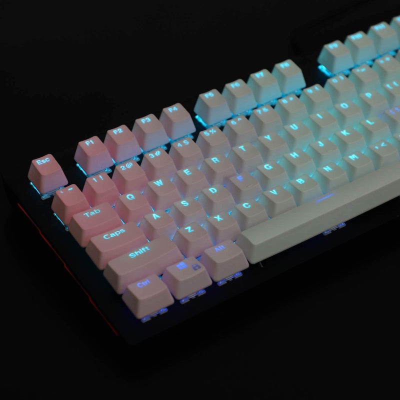 YMDK Double Shot 104 Dyed PBT Shine Through Keyset OEM Profile Keycap Set for Cherry MX Switches Mechanical Keyboard 104 87 61,Pink White Gradient (Only Keycap) - Image 4